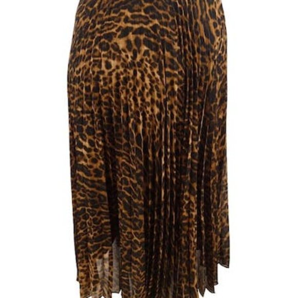 Ralph Lauren Animal Print Pleated Midi Skirt - Picture 2 of 5